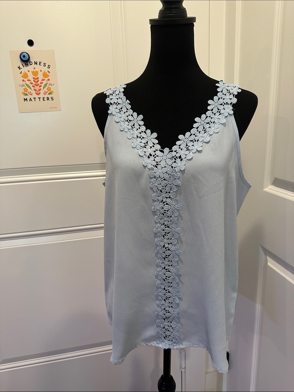 SHEIN Light Blue Floral Lace V-Neck Camisole